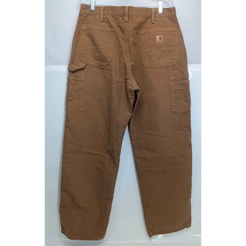 Carhartt Men's B111 Double Knee Flannel lined Carpenter Pants - 36 x 32 Brown - Picture 4 of 16